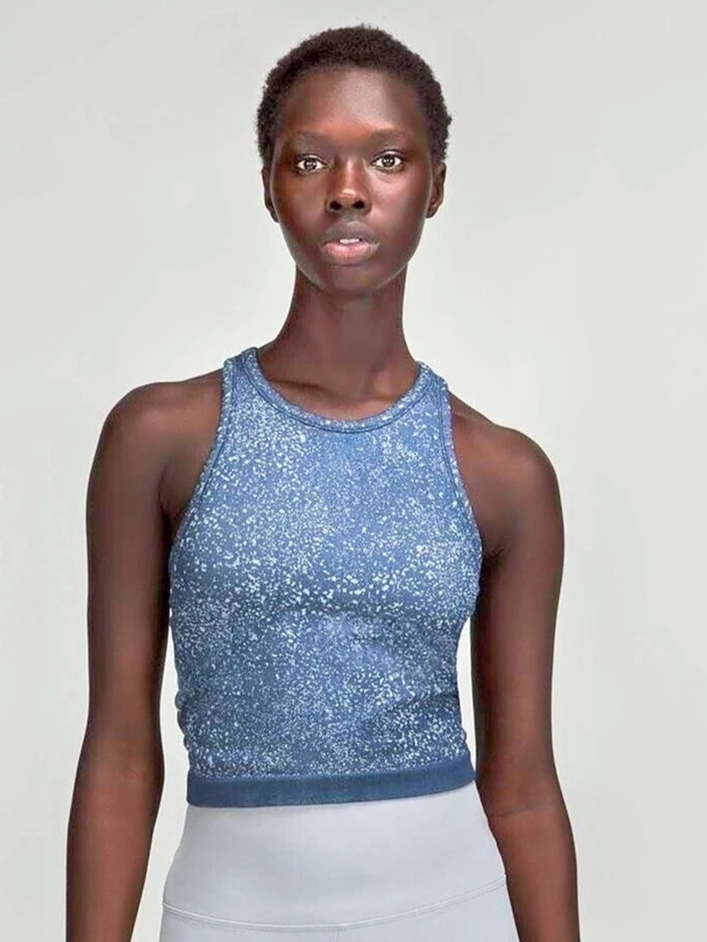lululemon Ebb to Street Cropped Racerback Tank Top Blue & White
size 6